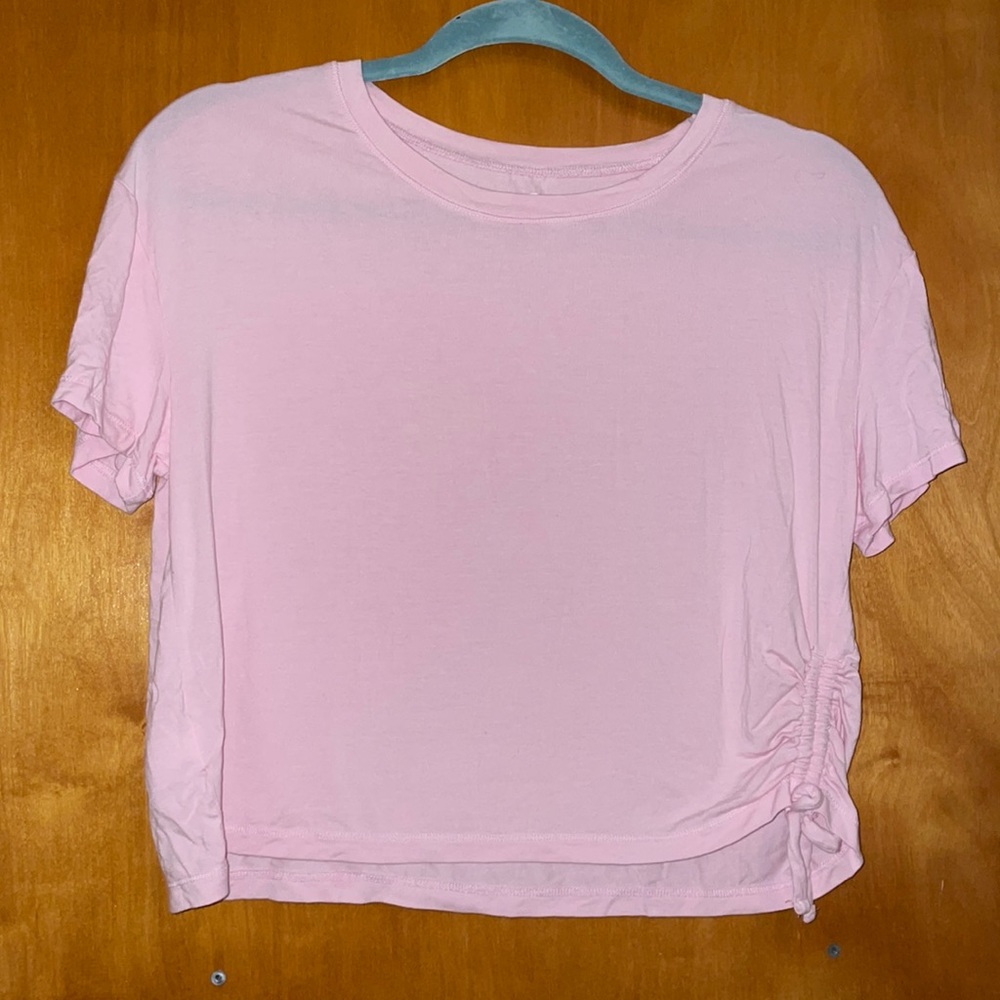 5 for $20 Pale pink short sleeve T shirt with elastic side tie